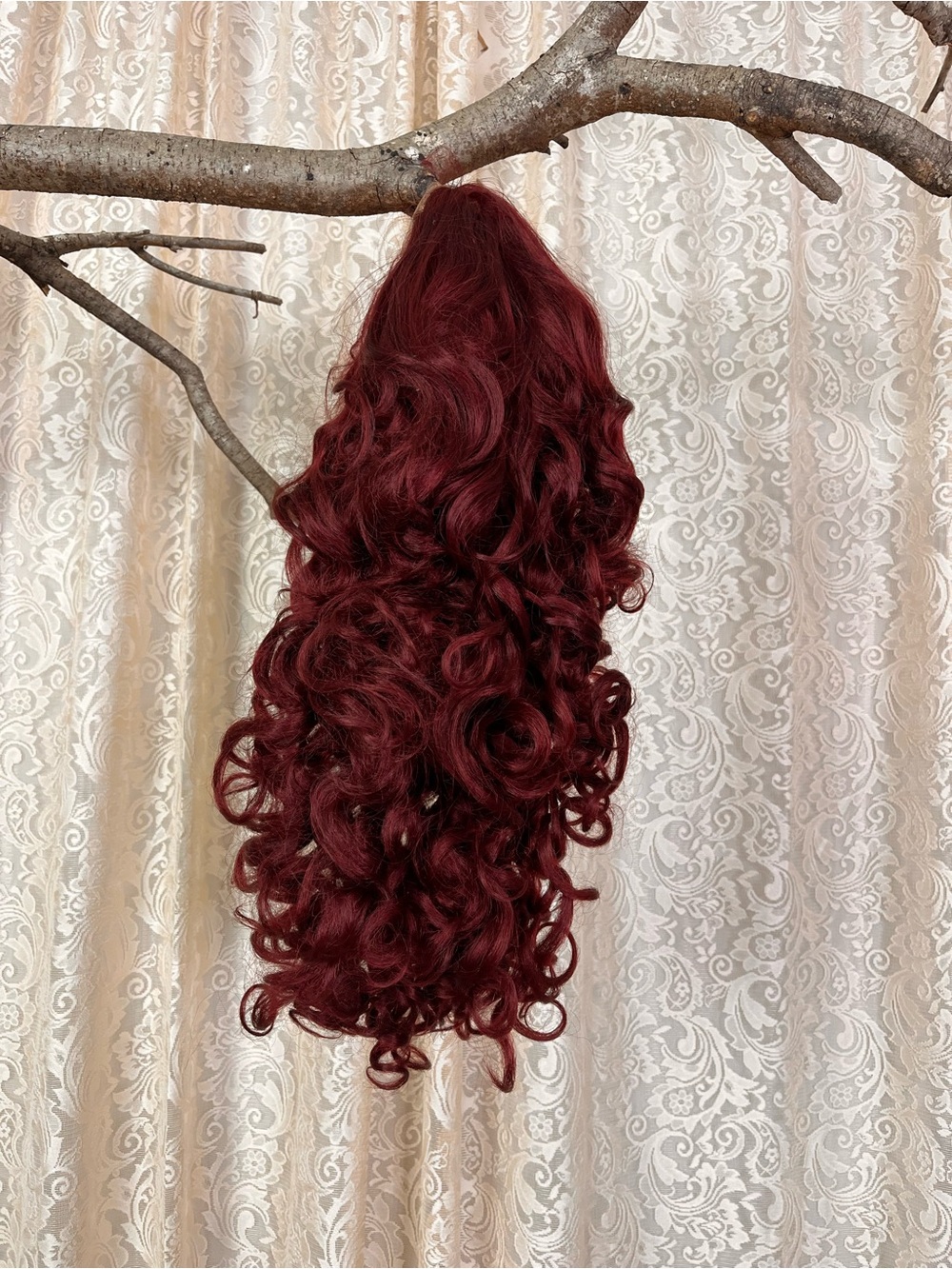 New Wig Hair Long Wavy Red Burgundy 22” Synthetic